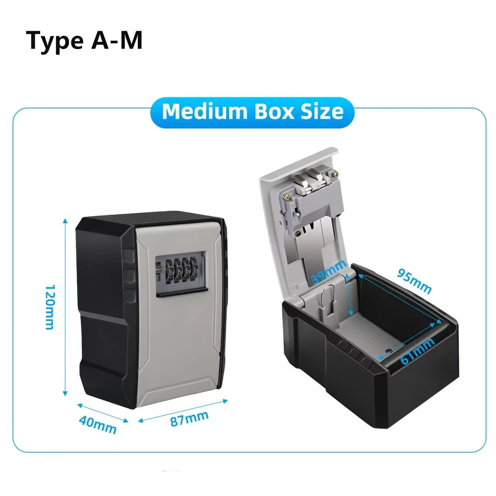 Awapow Metal Password Key Box Wall Mounted 4 Digits Password Storage Box Durable Waterproof anti Theft Safe Keybox Organizer
