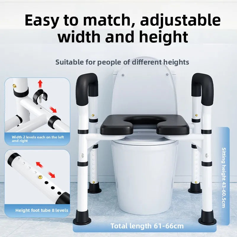 Toilet Seat Risers for Seniors Height Adjustable Raised Toilet Safety Rails Handles for Elderly Toilet Booster Get up Handrail