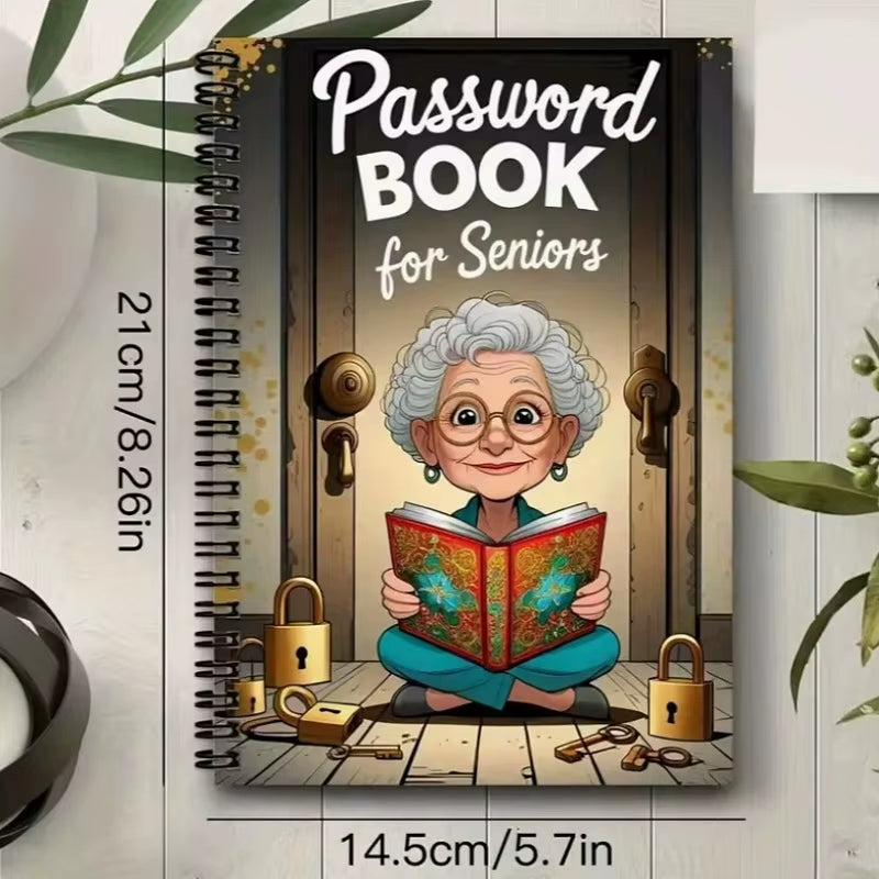 Spiral Password Notebook for Seniors Special Art Pattern Elderly Password Book Grandma Gift Elderly Care Organizer