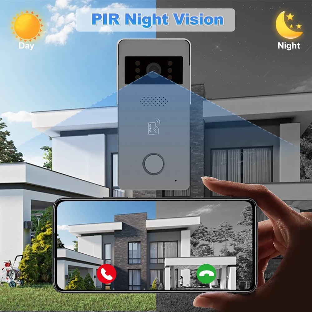 2 Wire Smart Home Tuya Wifi 1080P Video Intercom Video Door Phone 7'' Color Touch Screen Camera Doorbell Door Security System