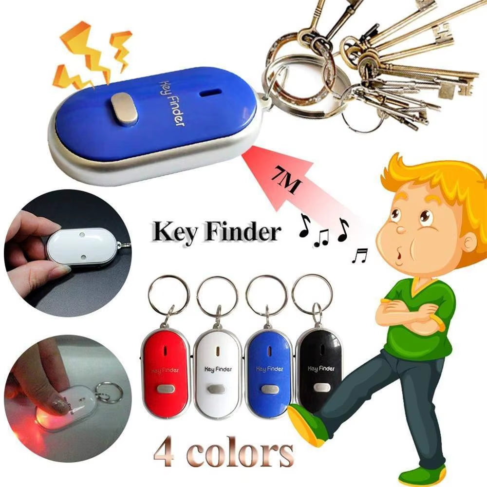 Anti-Lost Key Finder Keychain Flashing Beeping Alarm Key Locator Sound Control Smart Finder with LED Whistle Women'S Men'S Gift