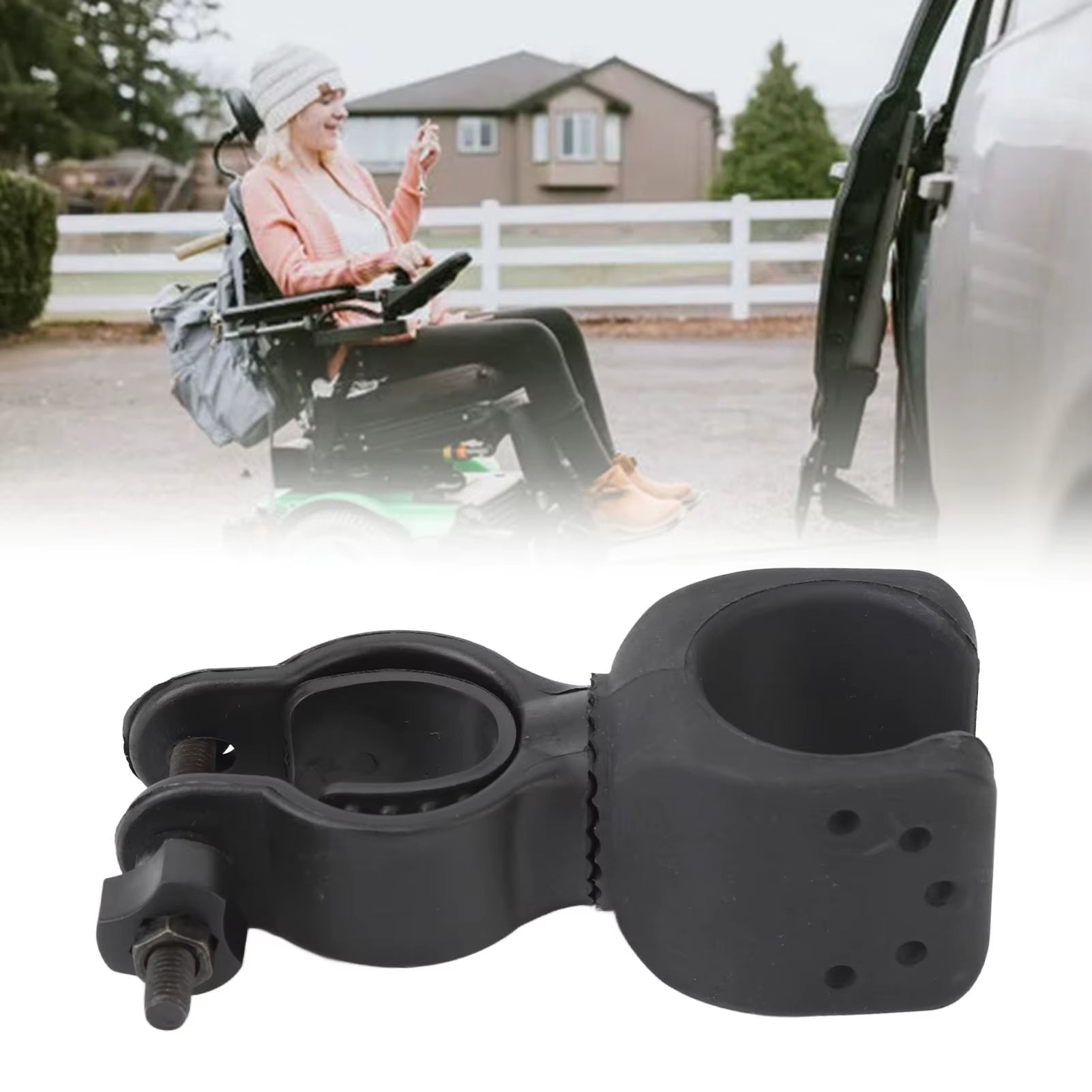 Crutches Stick Bracket 360 Degree Rotation Wheelchair Walking Stick Rack Cane Holder for Drive with 2.5 to 3.5Cm Tube A