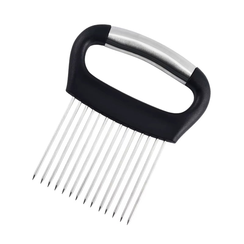 Stainless Steel Onion Cutter Holder Vegetables Fruit Slicer Tomato Potato Onion Chopper Vegetables Cutting Fork Kitchen Gadgets