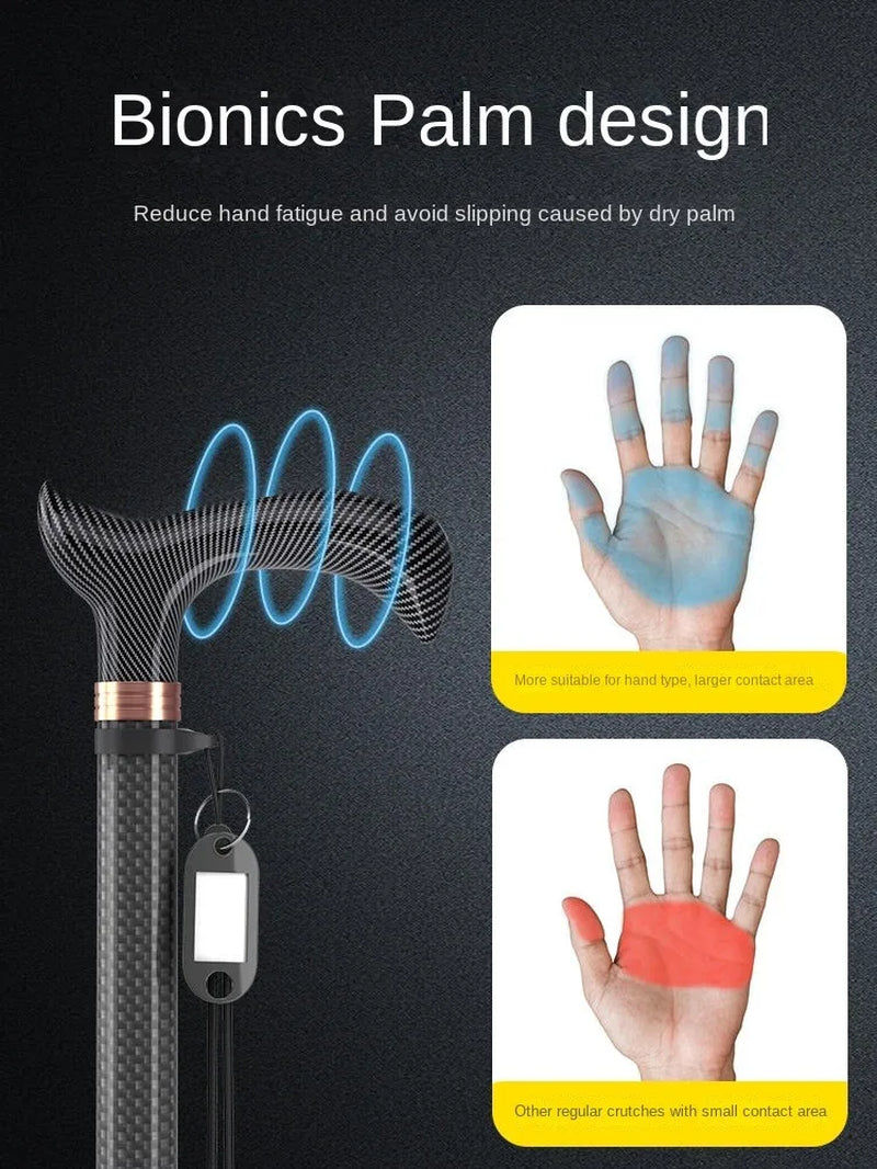 Ultra-Light Carbon Fiber Telescopic Cane, Hiking Pole, Walking Stick, Assisting Walking during Hiking, Anti-Slip and Fall-Proof