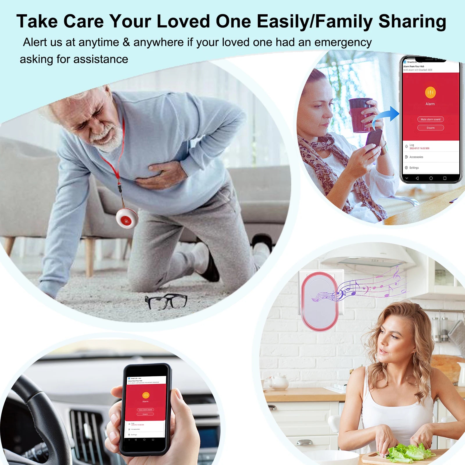 Smart Wifi Panic Button for Elderly SOS Alarm Wireless Caregiver Pager Fall Alert Emergency Call Alexa Google Home Tuya