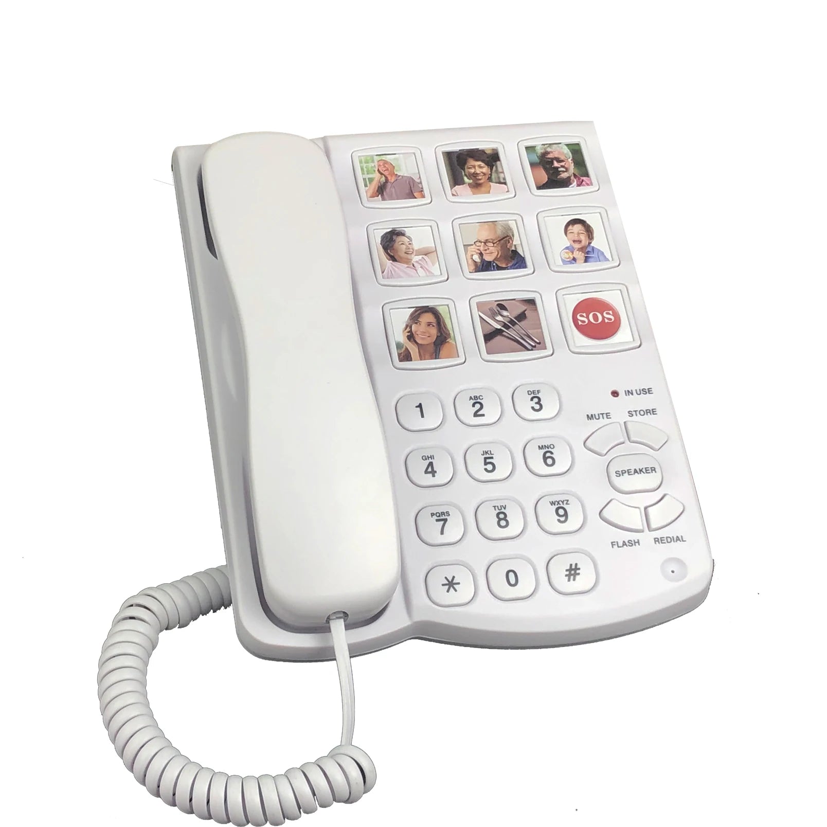 Big Button Phone, Corded Telephone with Speaker for Seniors, Amplified One Button Touch Picture Landline Phone for Old People