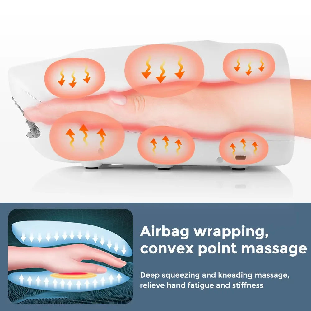 Electric Hand Massager 3 Modes Airbag Hot Compress Massager Air Compression Vibration Massage for Finger Palm Fatigue Relieve