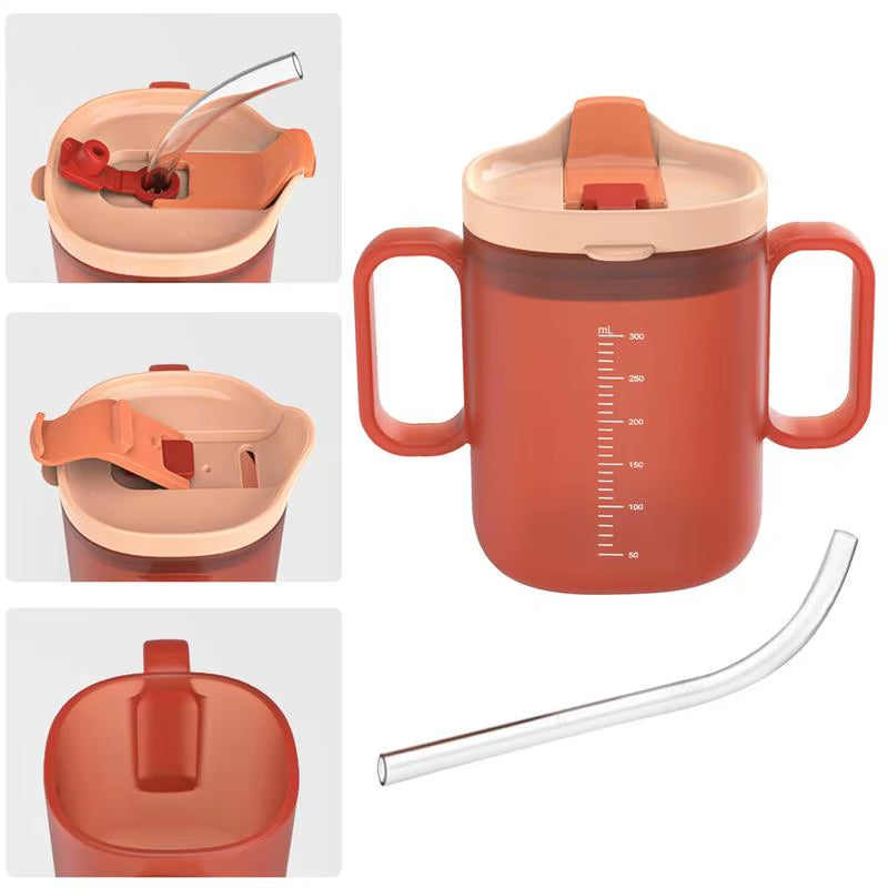 Adult Sippy Cup with Lid and Straw Plastic Mug Drinking Cup Disabled Elderly Spill Proof Dysphagia Cup Parkinsons Aids Living