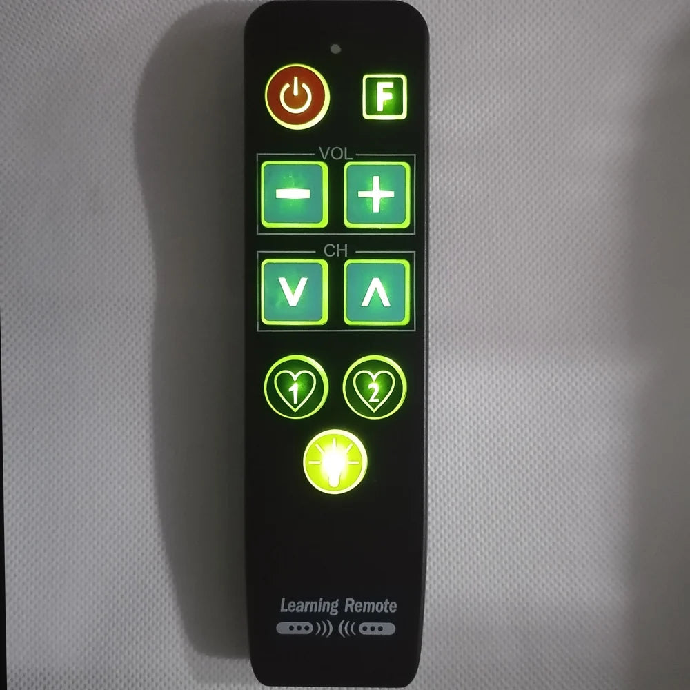 Learn Remote Control with Backlit 9 Big Buttons Remot Controller Easy for Old People Work for TV VCR STB DVD DVB BOX,