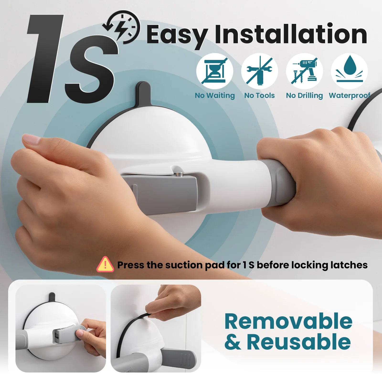 Shower Handle Safety Helping Handle anti Slip Support Toilet Bathroom Safe Grab Bar Handle Vacuum Sucker Suction Handrail