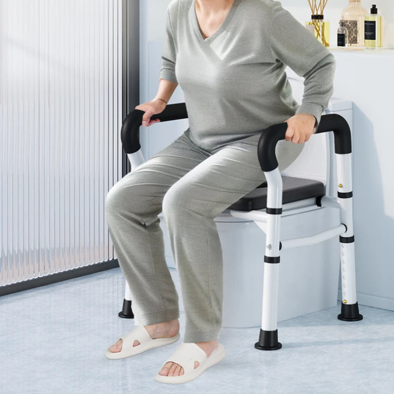 Toilet Seat Risers for Seniors Height Adjustable Raised Toilet Safety Rails Handles for Elderly Toilet Booster Get up Handrail