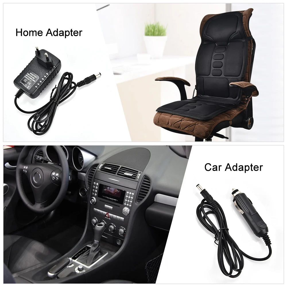 Electric Back Heating Pad Motor Vibration Massager for Back Neck Chair Seat for Car Home Office Use Portable Mat Body Relaxation