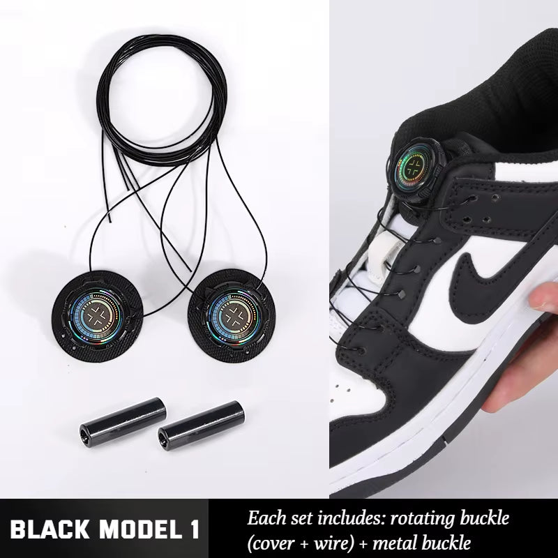 1Pair New Easy Fit Automatic Shoelaces without Ties Swivel Buckle Elastic Laces Sneakers Adults Kids Lazy No Tie Shoe Laces
