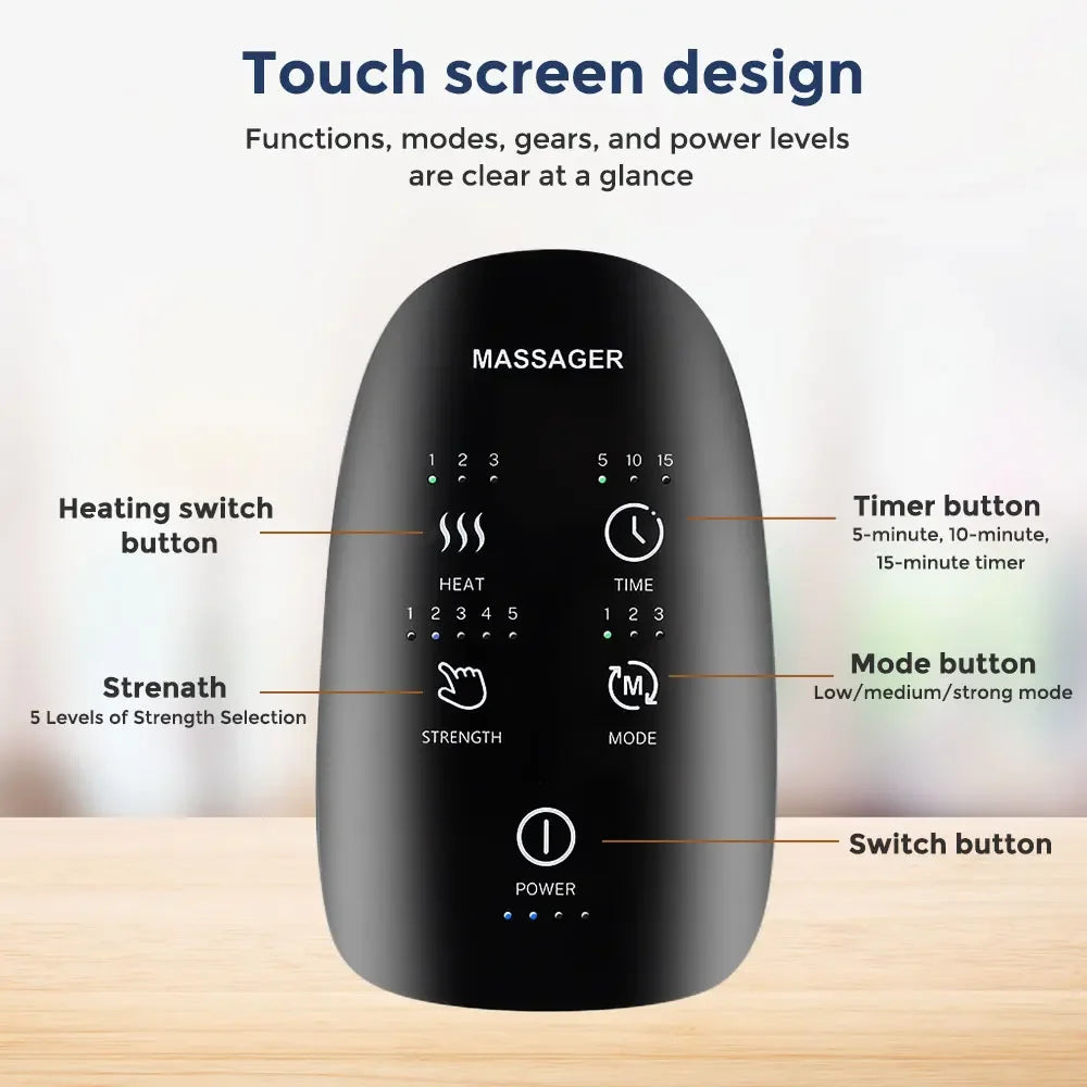 Electric Hand Massager 3 Modes Airbag Hot Compress Massager Air Compression Vibration Massage for Finger Palm Fatigue Relieve