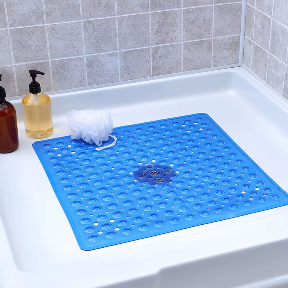 53X53Cm Shower Mat Suction Cup PVC anti Slip Bath Mat Square Shower Floor Pad Non Slip Safety Mat for Bathtub Bathroom Carpet