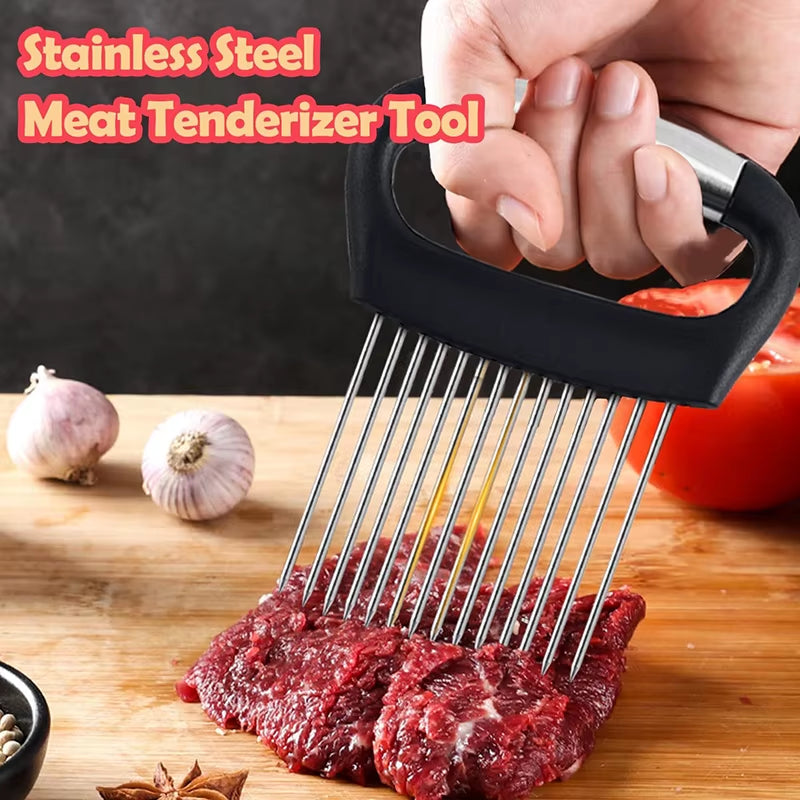 Stainless Steel Onion Cutter Holder Vegetables Fruit Slicer Tomato Potato Onion Chopper Vegetables Cutting Fork Kitchen Gadgets