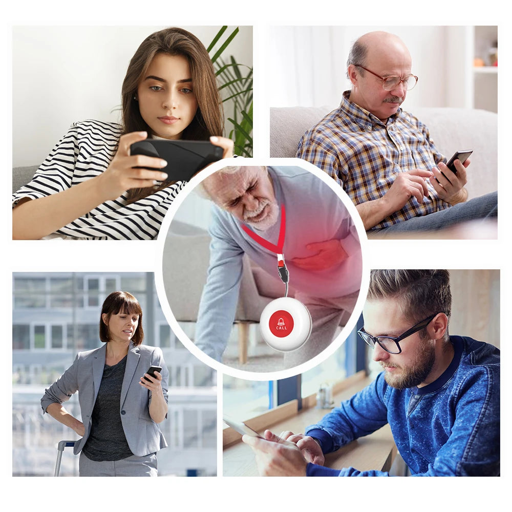 Smart Wifi Panic Button for Elderly SOS Alarm Wireless Caregiver Pager Fall Alert Emergency Call Alexa Google Home Tuya