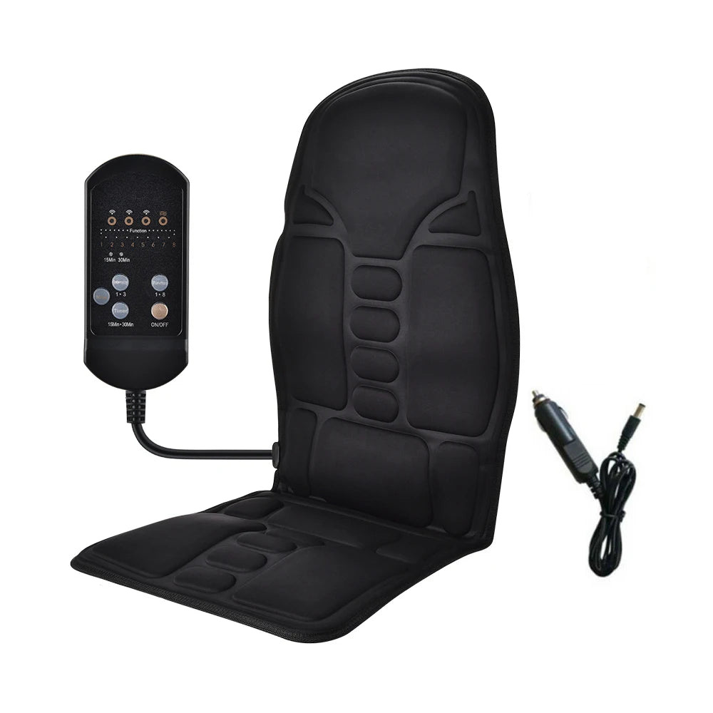 Electric Back Heating Pad Motor Vibration Massager for Back Neck Chair Seat for Car Home Office Use Portable Mat Body Relaxation