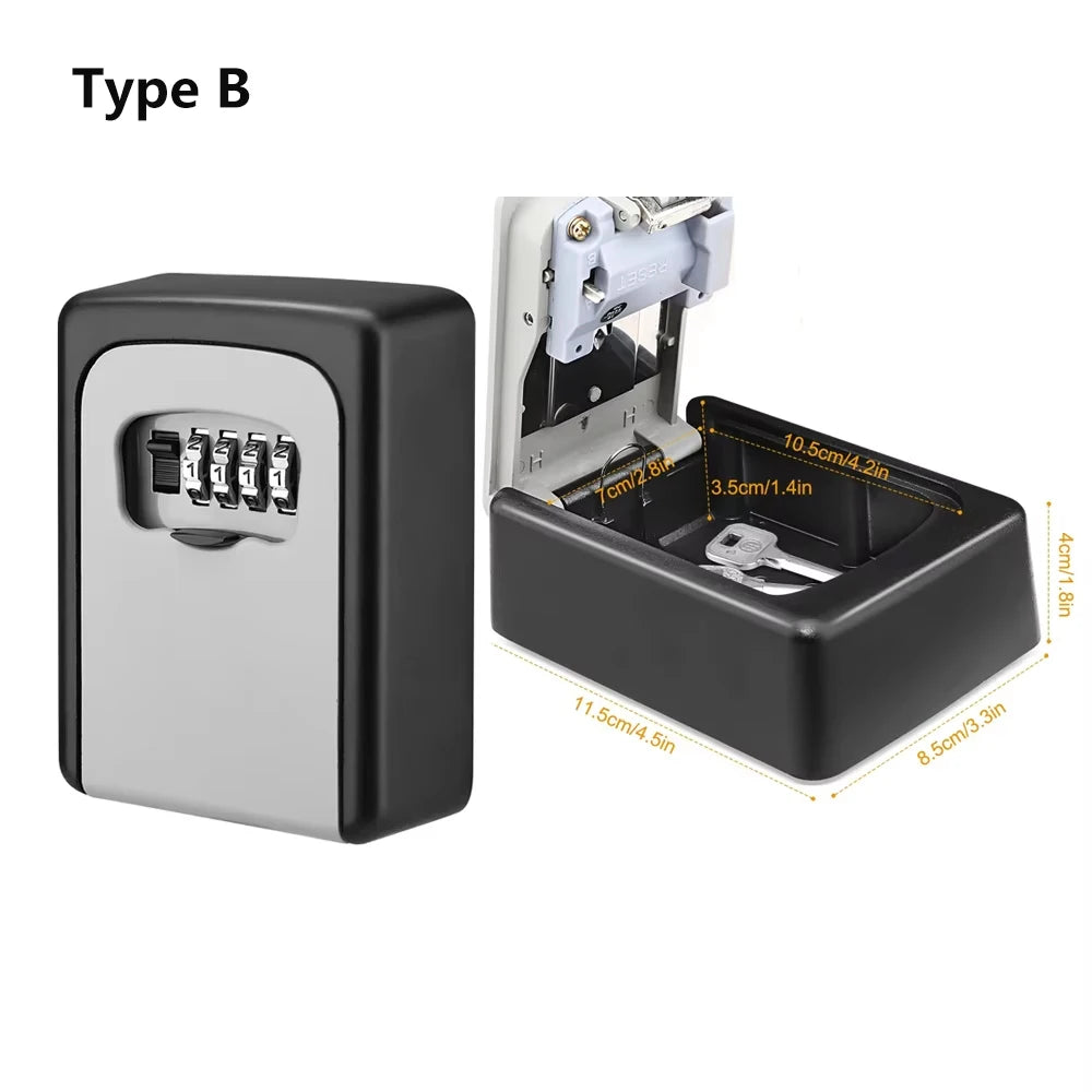Awapow Metal Password Key Box Wall Mounted 4 Digits Password Storage Box Durable Waterproof anti Theft Safe Keybox Organizer