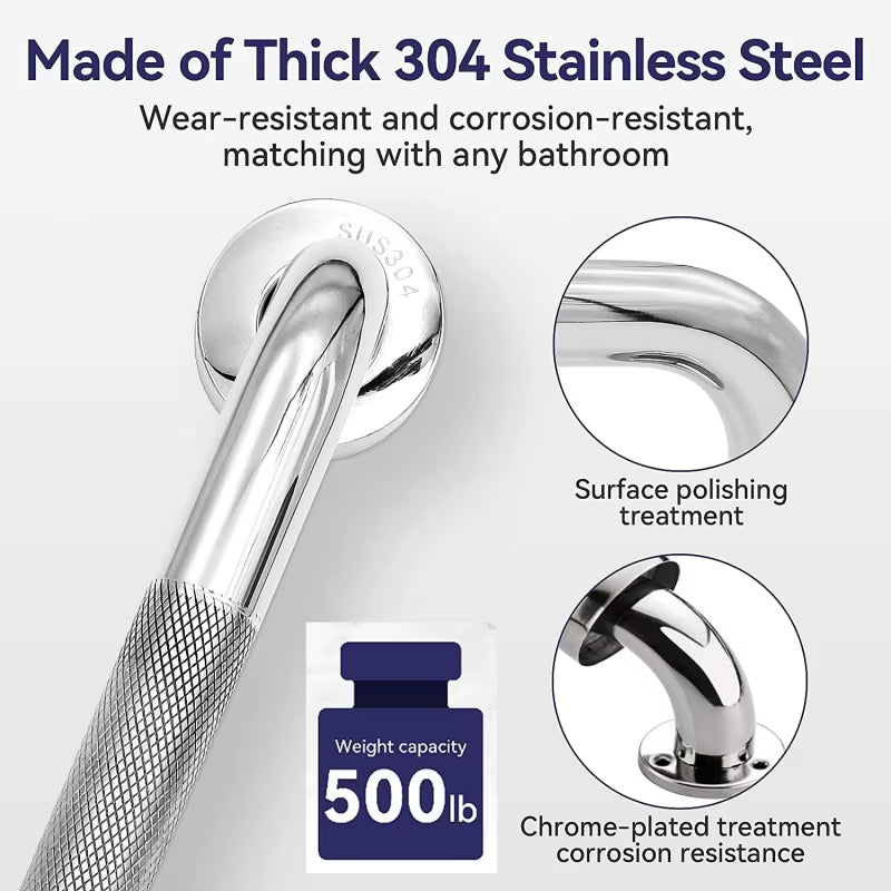 Bathroom Tub Toilet Handrail Grab Bar Stainless Steel 300/400/500Mm anti Slip Shower Safety Support Handle Towel Rack