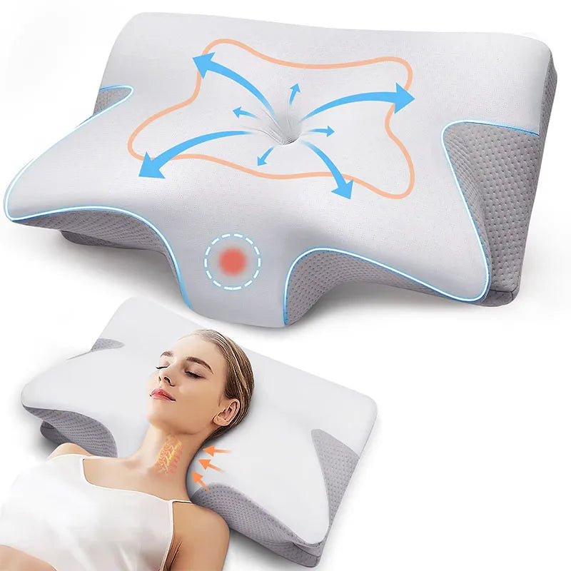 Hot-Quality Memory Foam Protection Slow Rebound Pressure Reduction Butterfly Pillow Ergonomic Horn Protection Neck Pillow