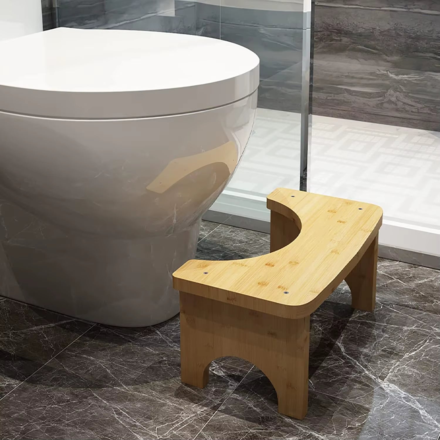 No Installation Not-Slip Bathroom Toilet Stool Upgrade Bamboo Squatting Toilet Stool for Adults Children