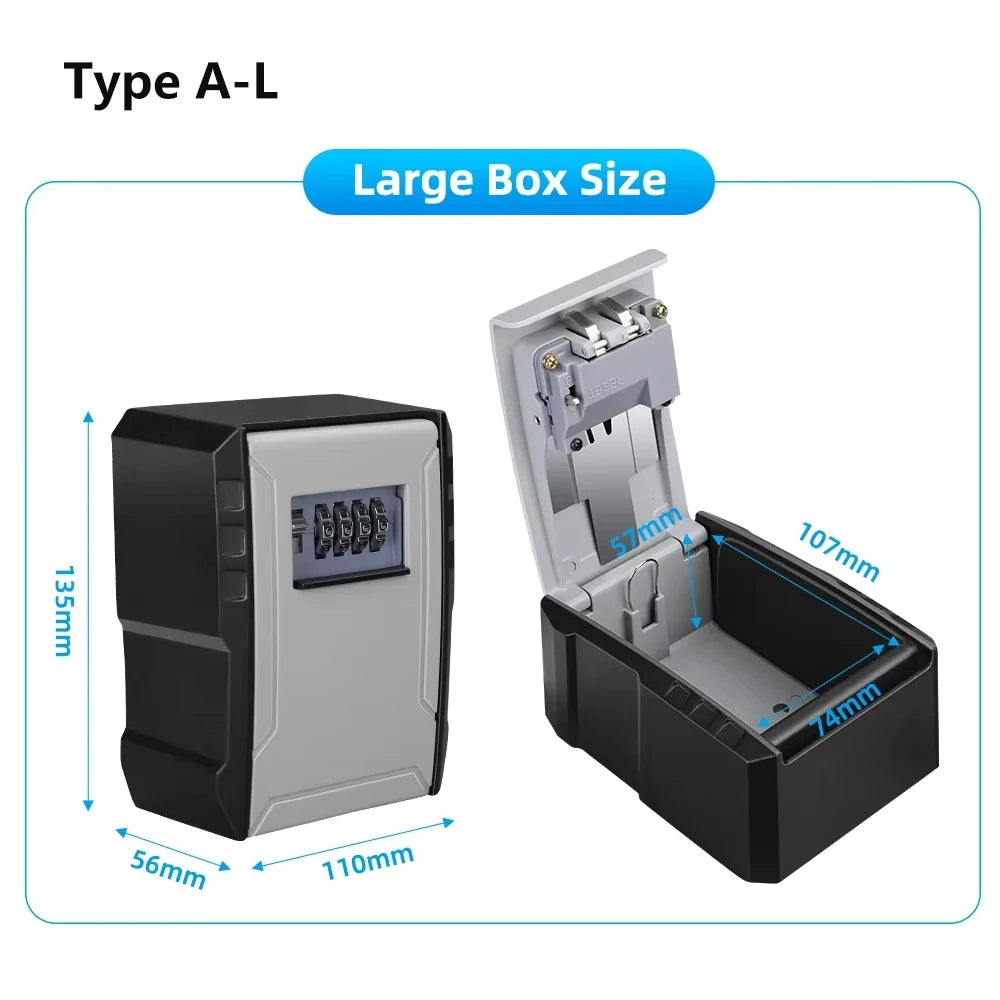 Awapow Metal Password Key Box Wall Mounted 4 Digits Password Storage Box Durable Waterproof anti Theft Safe Keybox Organizer