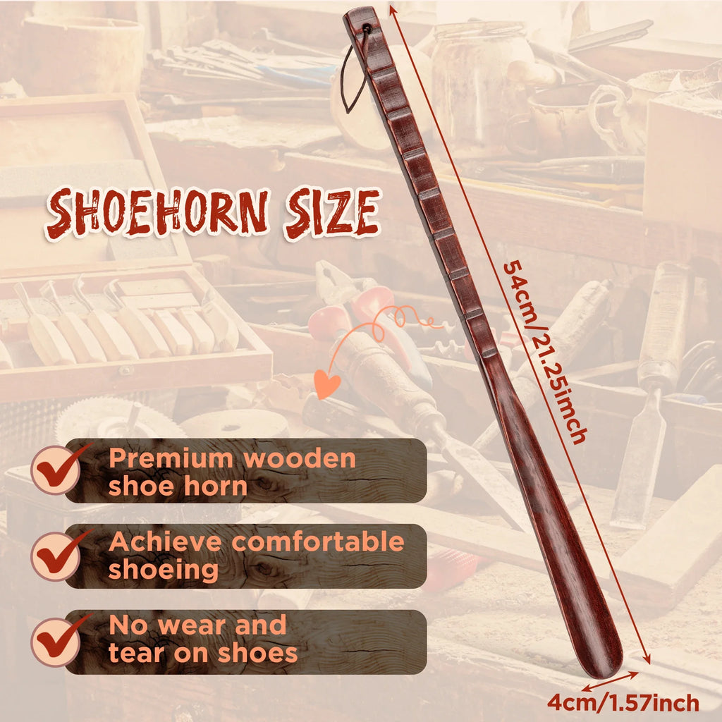Shoe Lifter Solid Wood Shoe Horns Wooden Shoehorn Beech Wood Shoehorn Long Handle for Seniors Non-Slip Long