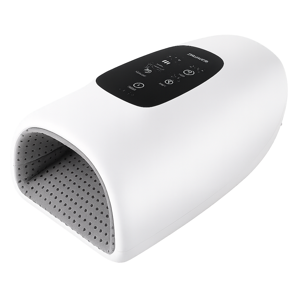 Masseur électrique pour les mains avec pression d'air, compression thermique et acupression – pour les personnes âgées souffrant de douleurs articulaires, de troubles circulatoires ou de mains froides
