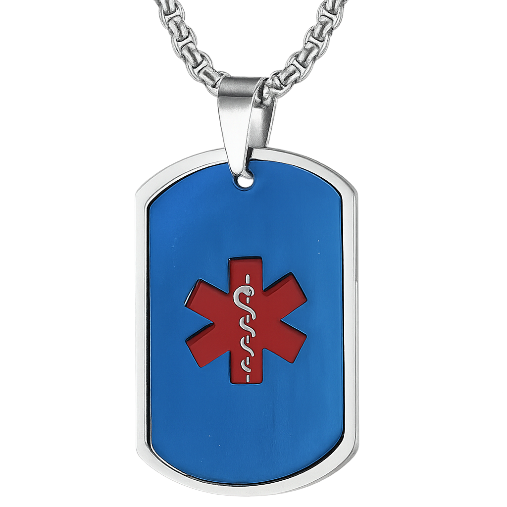 Collier d'identification d'alarme médicale en acier inoxydable avec code QR gravé gratuit, étiquettes d'identité pour hommes et femmes, pendentif de sauvetage d'urgence, bijoux