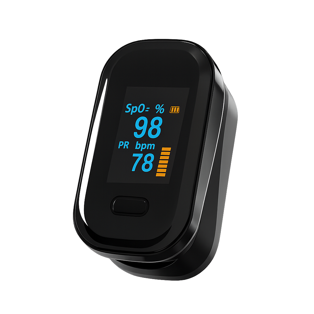 Pulsoximeter mit OLED-Display – misst Sauerstoffsättigung & Puls am Finger