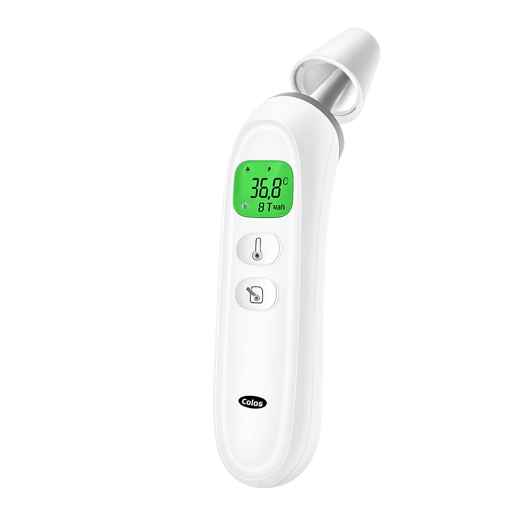 Digitales Infrarot-Fieberthermometer – Kontaktlos, Stirn & Ohr, mit Farb-Warnsystem