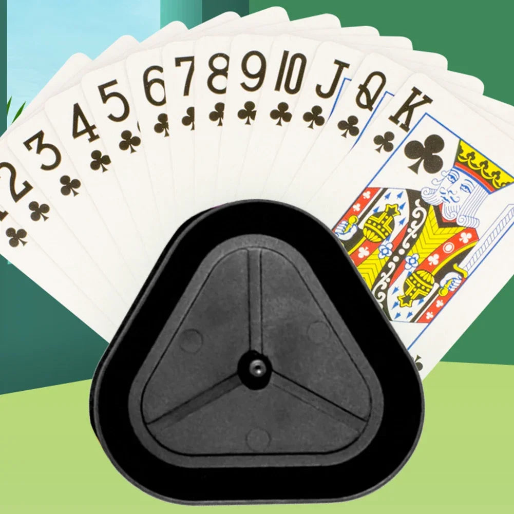 Playing Card Holder Triangle Board Game Poker Seat Hands-Free Little Hands Cards Tray for Seniors Children Adults