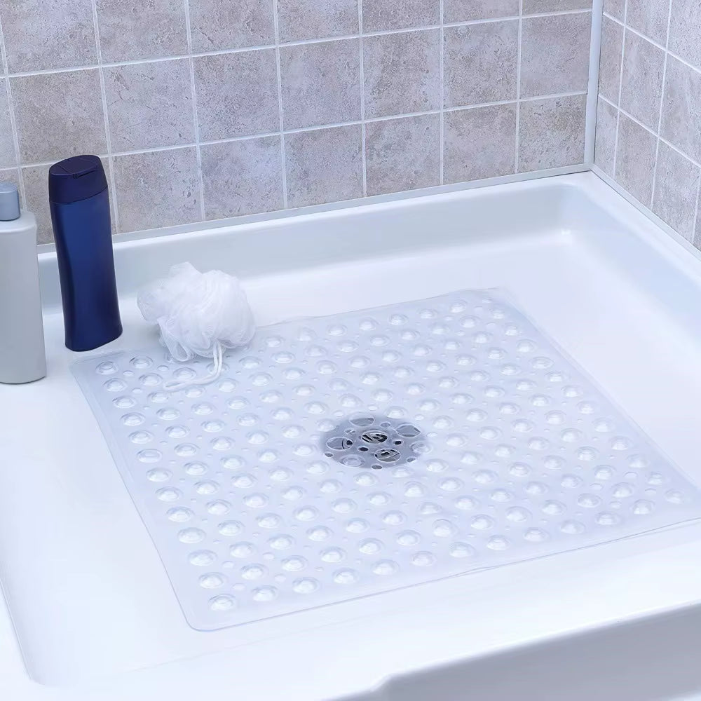 53X53Cm Shower Mat Suction Cup PVC anti Slip Bath Mat Square Shower Floor Pad Non Slip Safety Mat for Bathtub Bathroom Carpet
