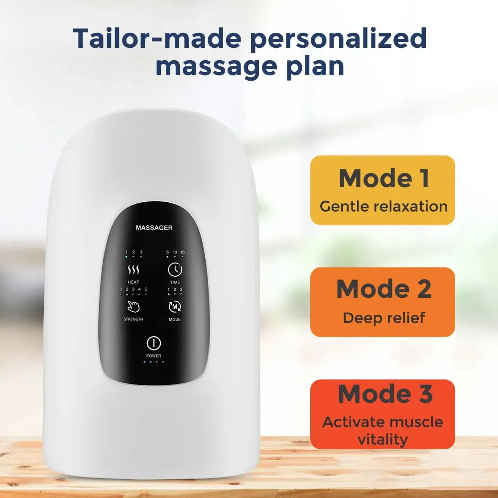 Electric Hand Massager 3 Modes Airbag Hot Compress Massager Air Compression Vibration Massage for Finger Palm Fatigue Relieve