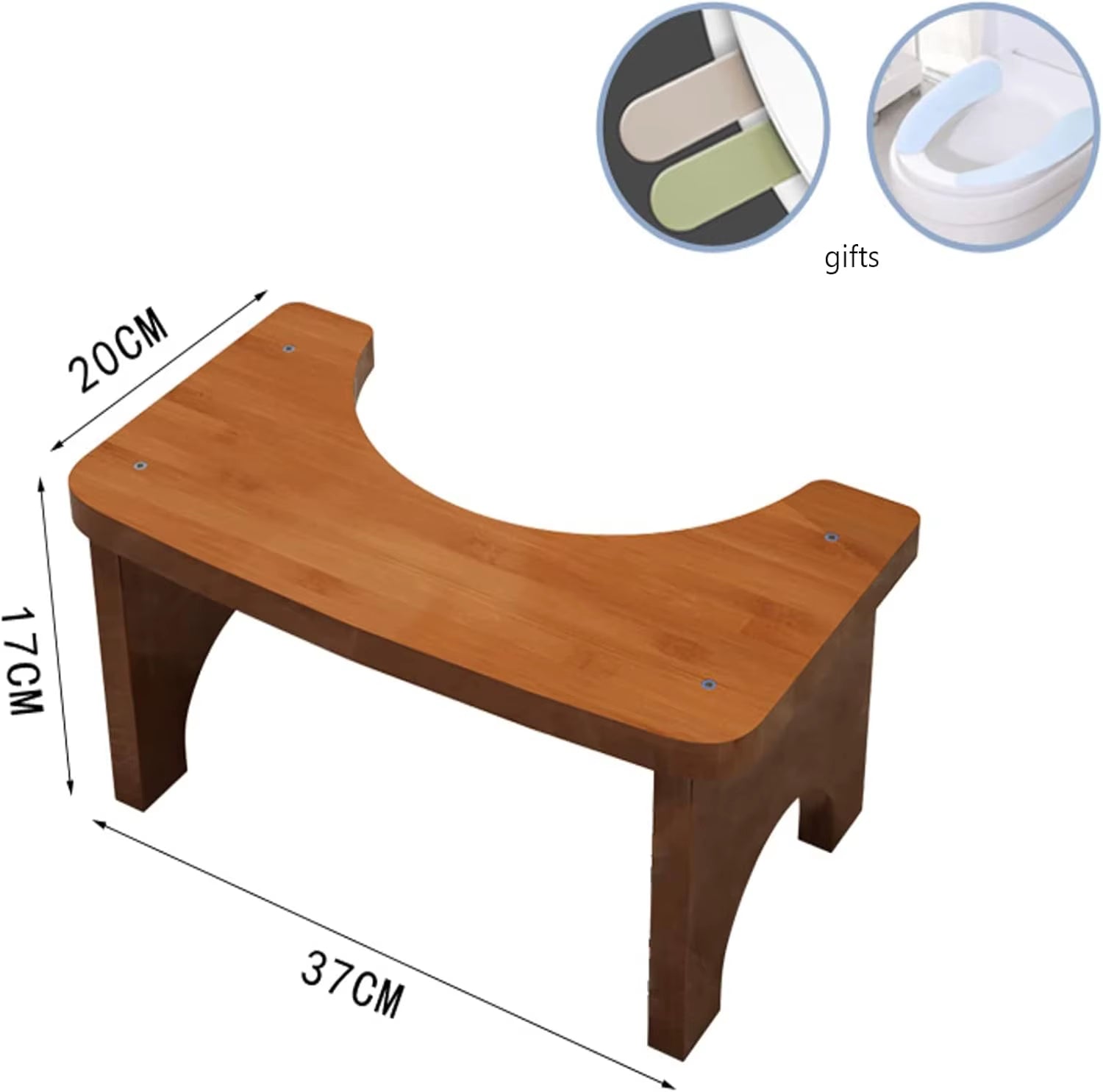 No Installation Not-Slip Bathroom Toilet Stool Upgrade Bamboo Squatting Toilet Stool for Adults Children