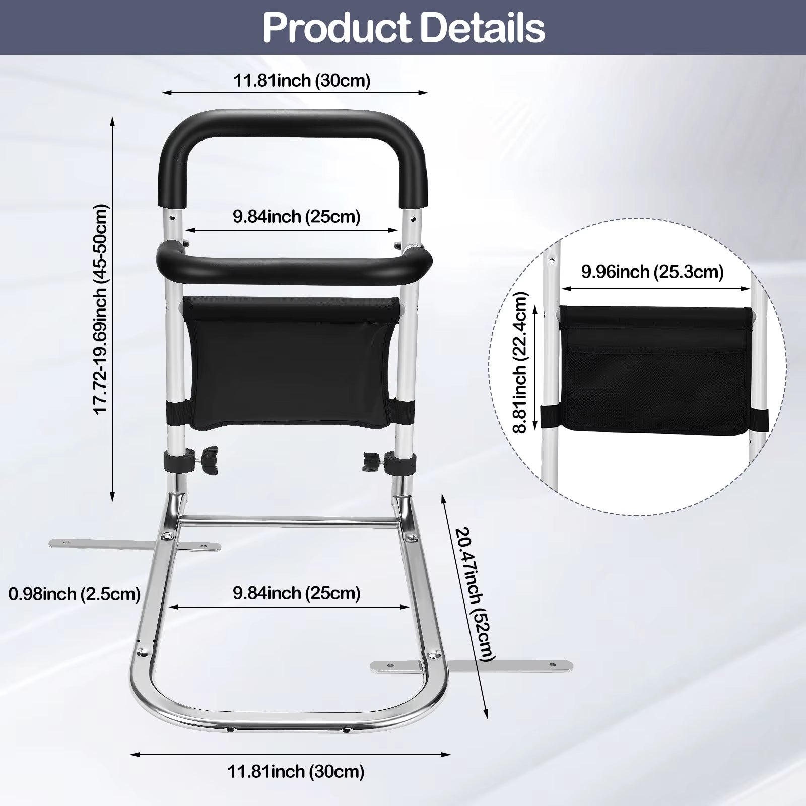Bed Grid for Older Foldable Seniors Stand up Aid Bed Foldable Fall Out Protection Bed Stainless Steel Bed Rail Stand up Aid