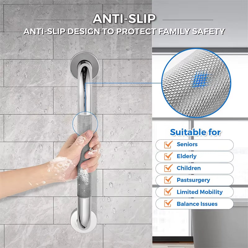 Bathroom Tub Toilet Handrail Grab Bar Stainless Steel 300/400/500Mm anti Slip Shower Safety Support Handle Towel Rack