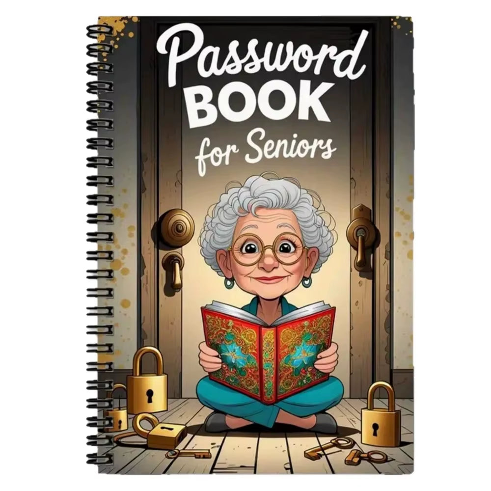 Spiral Password Notebook for Seniors Special Art Pattern Elderly Password Book Grandma Gift Elderly Care Organizer