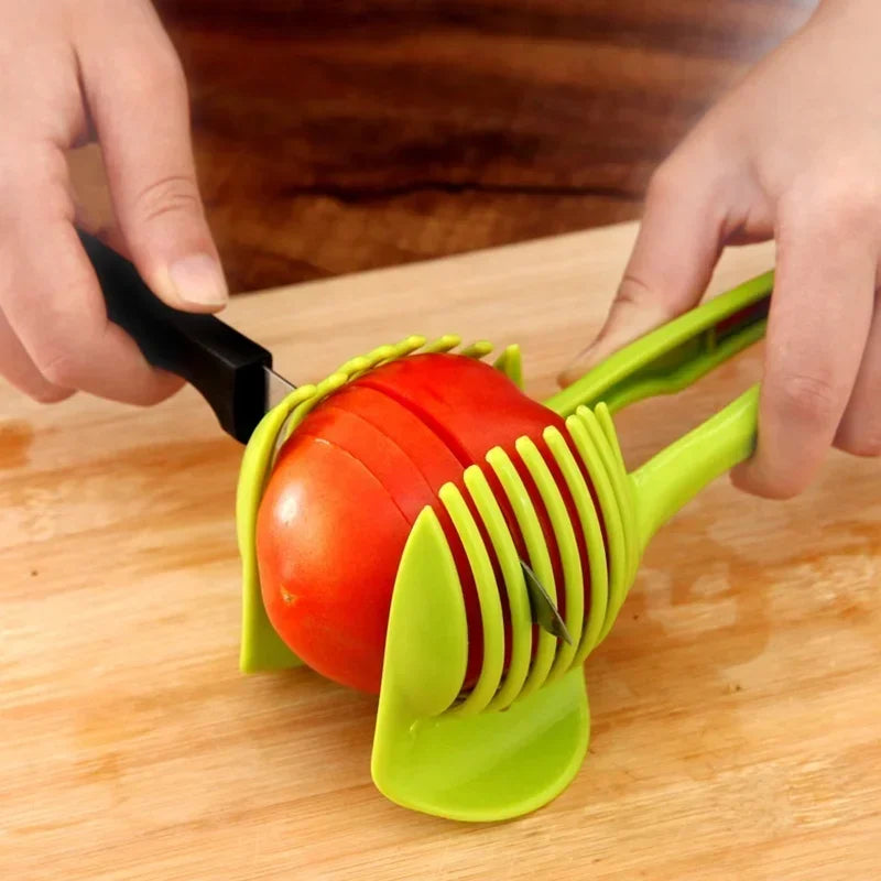 Kitchen Gadgets Handy Stainless Steel Onion Holder Potato Tomato Slicer Vegetable Fruit Cutter Safety Cooking Tools Access...