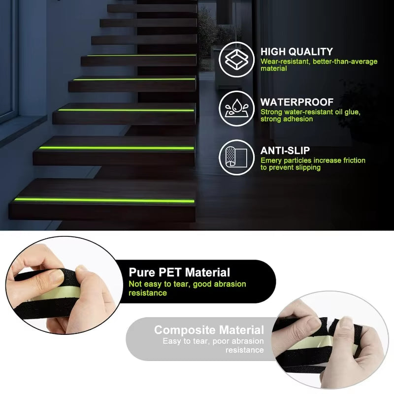 Anti Slip Grip Tape Glow in the Dark Stairs Floor Safety Adhesive Stickers Luminous Waterproof Traction Tapes for Indoor Outdoor