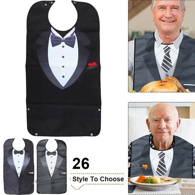 Waterproof Adult Bibs Eating Washable Apron Reusable Clothing Protector with Crumb Catcher for Elderly Men Women Senior