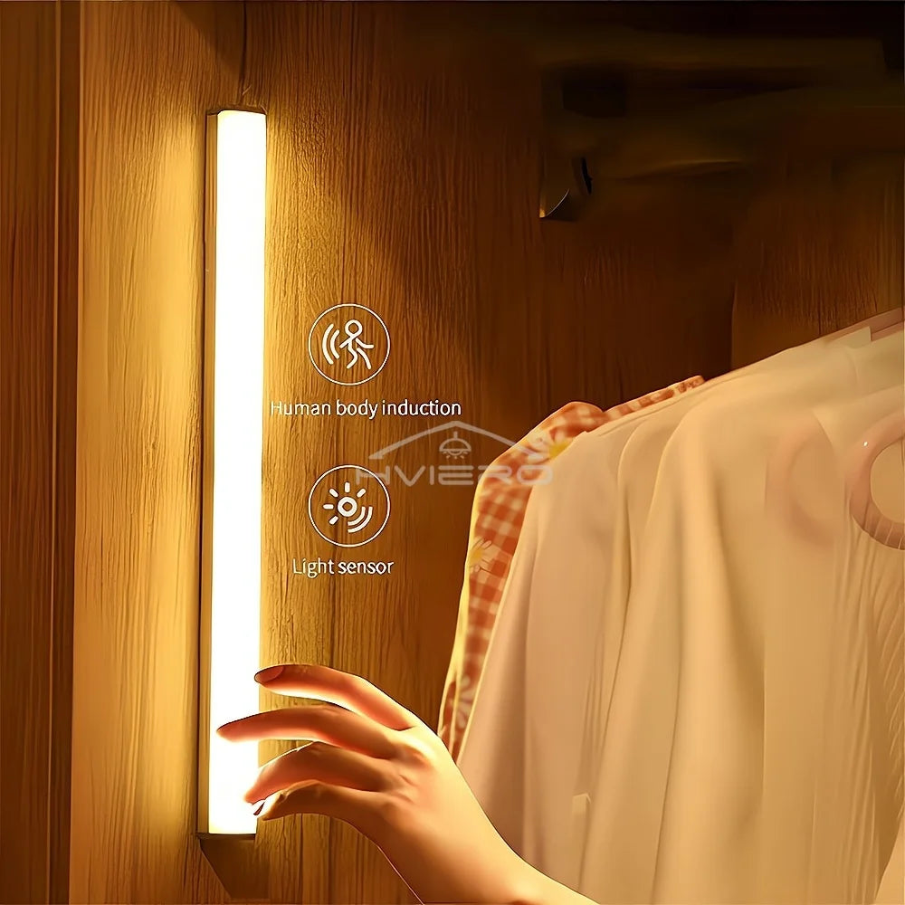 Night Lights Wireless LED Motion Sensor Lamp USB Rechargeable Magnetic for Wardrobe Room Closet Kitchen Aisle Tube Detector Bulb