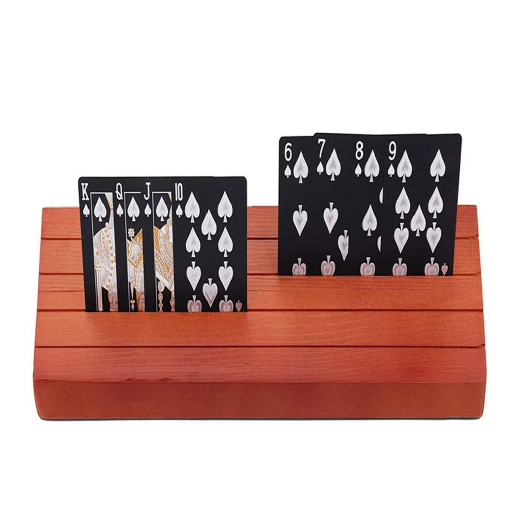 Playing Card Holder for Kids or Elder Hands-Free Wood Holder Racks Tray for Organizing Cards on Game Bridge Card Holders