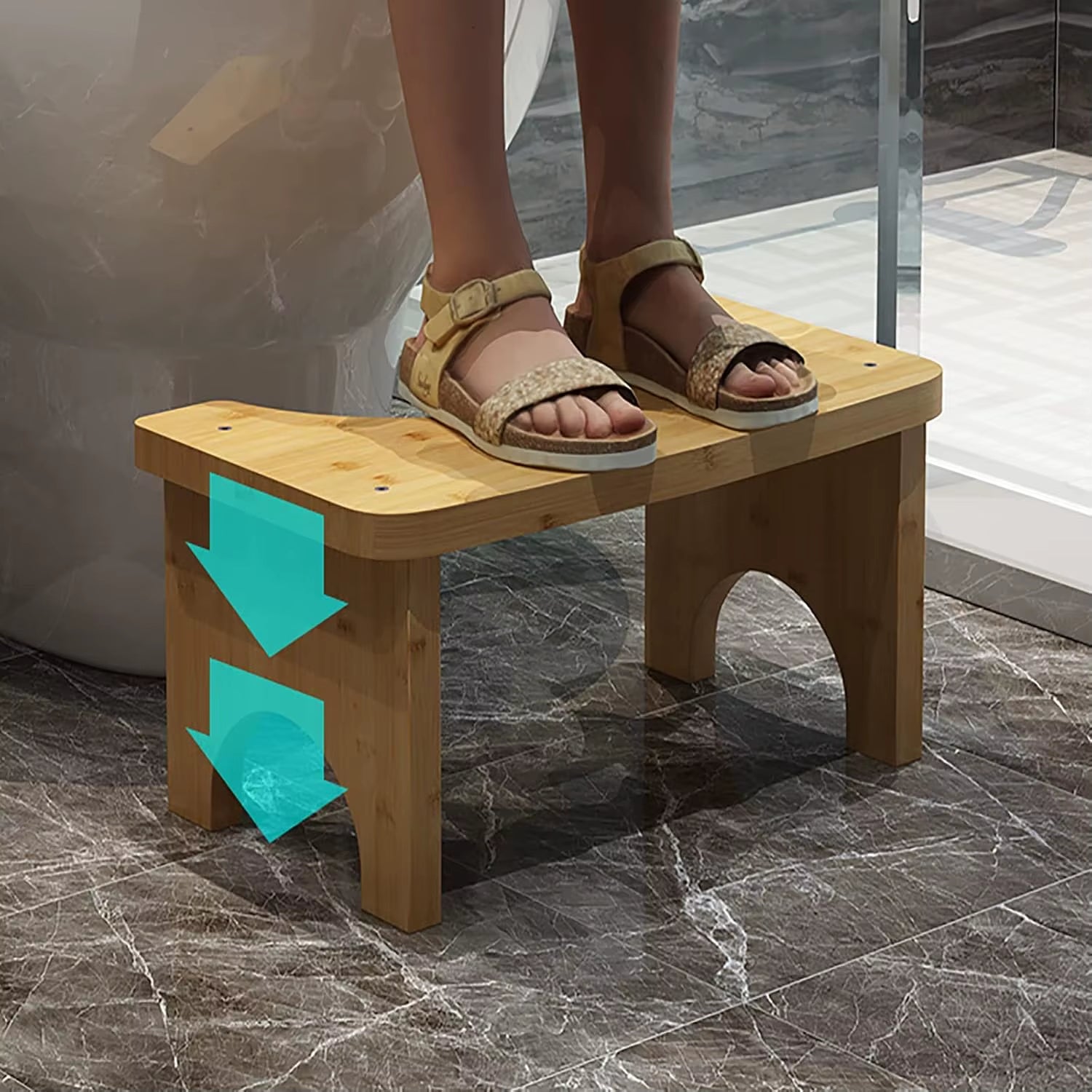 No Installation Not-Slip Bathroom Toilet Stool Upgrade Bamboo Squatting Toilet Stool for Adults Children