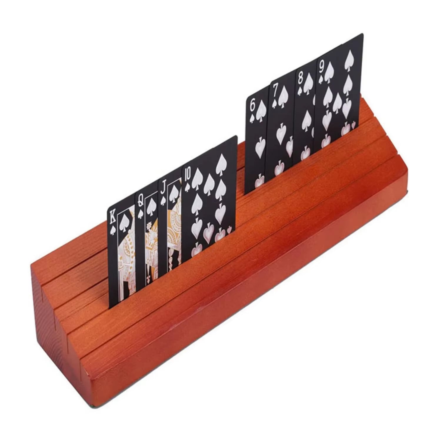 Playing Card Holder for Kids or Elder Hands-Free Wood Holder Racks Tray for Organizing Cards on Game Bridge Card Holders