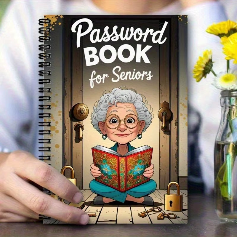 Spiral Password Notebook for Seniors Special Art Pattern Elderly Password Book Grandma Gift Elderly Care Organizer