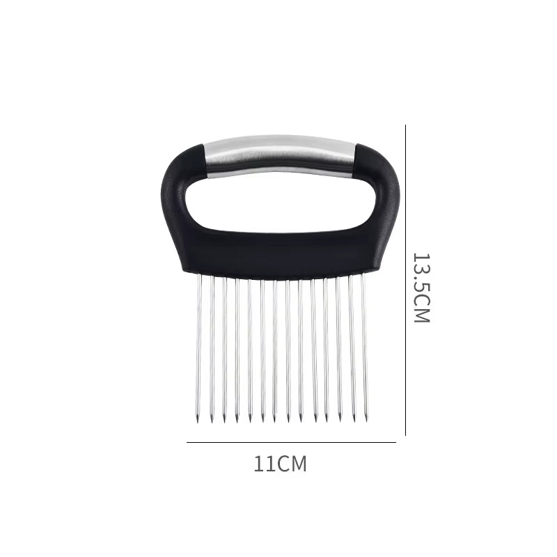 Stainless Steel Onion Cutter Holder Vegetables Fruit Slicer Tomato Potato Onion Chopper Vegetables Cutting Fork Kitchen Gadgets