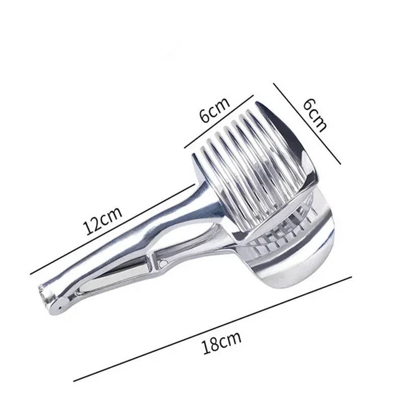Kitchen Gadgets Handy Stainless Steel Onion Holder Potato Tomato Slicer Vegetable Fruit Cutter Safety Cooking Tools Access...